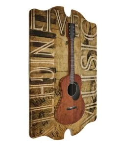 Cheapest 😉 Bars Live Music Nightly - 3D Wooden Guitar Tavern Sign ✨ -Outlet Bars Store 3d wood guitar tavern sign angle 800x