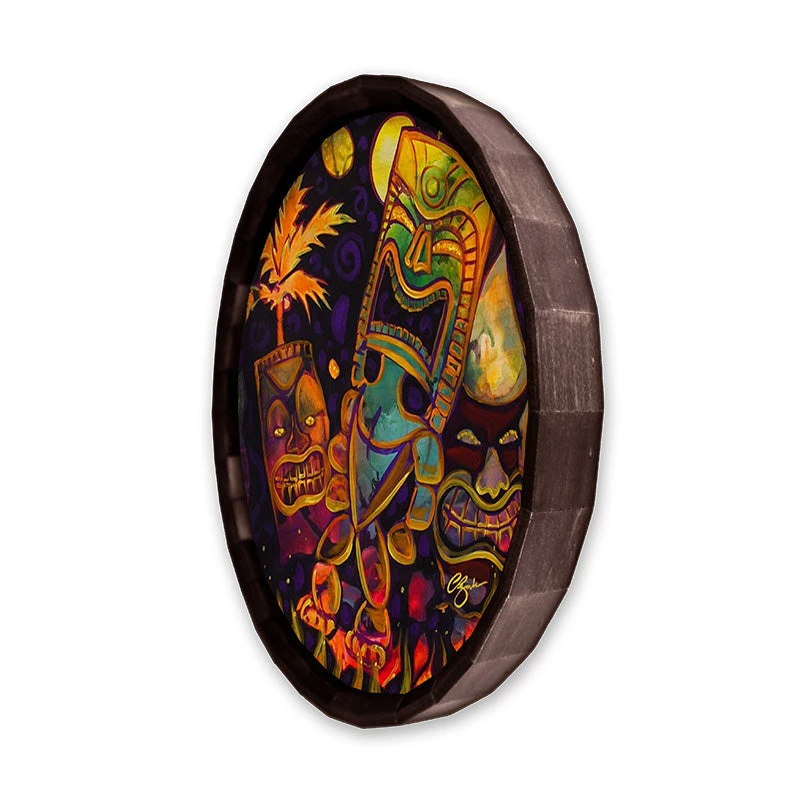 Brand new π Bars Wood Barrel Top Sign/Clock - Tiki Fire Night π 4 Brand new π Bars Wood Barrel Top Sign/Clock - Tiki Fire Night π - Image 2