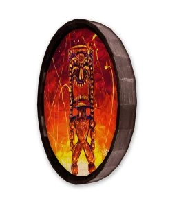 Wholesale 🥰 Bars Wood Barrel Top Sign/Clock - Tiki Hot Lava 🎉 -Outlet Bars Store BarrelTop SideAngledView BT KC BARR CB LAVA 800x