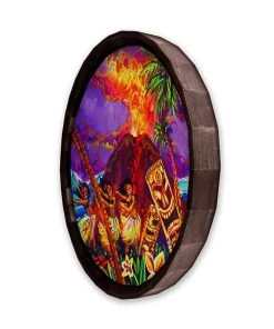 Hot Sale 🔔 Bars Bar Wood Barrel Top Sign/Clock - Tiki Hula Show 🥰 -Outlet Bars Store BarrelTop SideAngledView BT KC BARR CB SHOW 800x