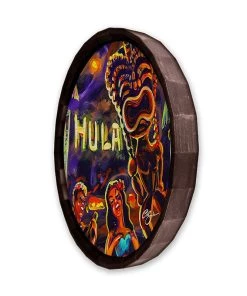 Best Pirce 🥰 Bars Wood Barrel Top Sign/Clock - Vintage Hula Bar ❤️ -Outlet Bars Store BarrelTop SideAngledView BT KC BARR CB VINT 800x