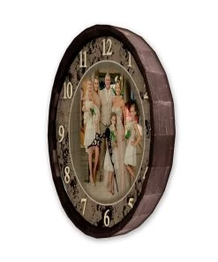Cheapest 🥰 Bars CUSTOMIZE - Rustic Wooden Clock - Family Theme - Multiple Sizes 👍 -Outlet Bars Store BarrelTop SideAngledView LG AYN CLOCK FAMILY 800x