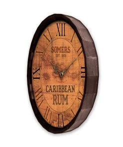 Discount 🔥 Bars Custom Wood Barrel Top Clock – Caribbean Rum 😍 -Outlet Bars Store BarrelTop SideAngledView LG BARR CLOCK CARIB RUM 800x