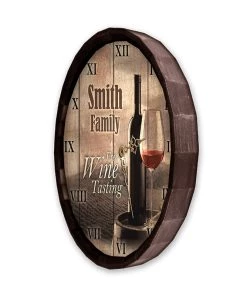 Brand new 🥰 Bars Whiskey Wood Barrel Top Clock – Free Wine Tasting 🔔 -Outlet Bars Store BarrelTop SideAngledView LG BARR CLOCK FREE WINE 800x