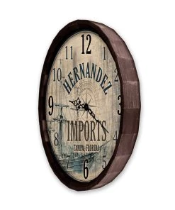 Deals ⌛ Bars Vintage Imports - Custom Wood Barrel Top Clock ⌛ -Outlet Bars Store BarrelTop SideAngledView LG BARR CLOCK IMPRTS 800x