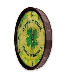 Best Pirce 🎁 Bars Custom Wood Barrel Top Clock – Irish Whiskey 🧨 -Outlet Bars Store BarrelTop SideAngledView LG BARR CLOCK IRISH W 800x