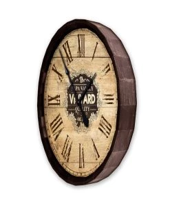 Cheap 🛒 Bars Wood Barrel Top Clock - Large Vineyard Roman Numeral 👍 -Outlet Bars Store BarrelTop SideAngledView LG BARR CLOCK ROMANwithClockB 800x
