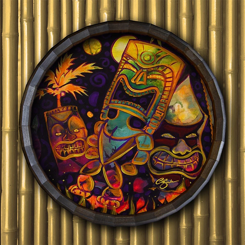 Brand new π Bars Wood Barrel Top Sign/Clock - Tiki Fire Night π 7 Brand new π Bars Wood Barrel Top Sign/Clock - Tiki Fire Night π - Image 5