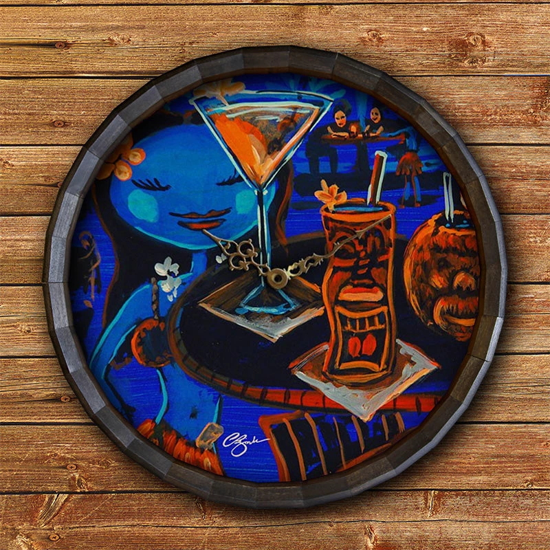 Wholesale 🥰 Bars Wood Barrel Top Sign/Clock - Blue Hula 🧨 6 Wholesale 🥰 Bars Wood Barrel Top Sign/Clock - Blue Hula 🧨 - Image 4