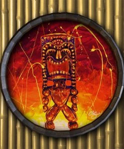 Wholesale 🥰 Bars Wood Barrel Top Sign/Clock - Tiki Hot Lava 🎉 -Outlet Bars Store BarrelTop StraightFlatView BT KC BARR CB LAVA 800x