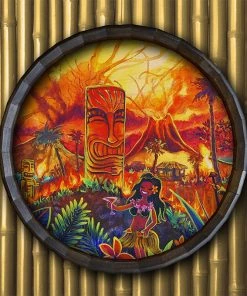 Deals 🛒 Bars Wood Barrel Top Sign/Clock - Lucky Tiki 🌟 -Outlet Bars Store BarrelTop StraightFlatView BT KC BARR CB LUCKY 800x