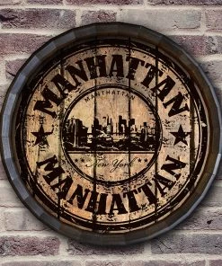 New 💯 Bars Barrel Top Tavern Sign - Manhattan Stamp 👏 -Outlet Bars Store BarrelTop StraightFlatView BT KC BARR SIGN MAN 800x