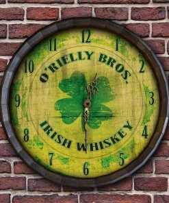 Best Pirce 🎁 Bars Custom Wood Barrel Top Clock – Irish Whiskey 🧨 -Outlet Bars Store BarrelTop StraightFlatView LG BARR CLOCK IRISH W 800x