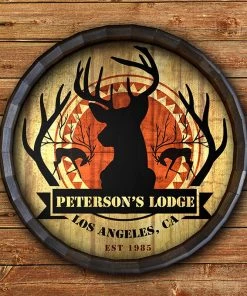 Best Pirce ⌛ Bars Custom Wood Barrel Top Sign – Deer Lodge ⌛ -Outlet Bars Store BarrelTop StraightFlatView LG BT KC BARR SIGN LODGE 800x