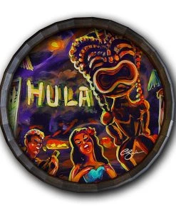 Best Pirce 🥰 Bars Wood Barrel Top Sign/Clock - Vintage Hula Bar ❤️ -Outlet Bars Store BarrelTop StraightFlatView 0004 BT KC BARR CB VINT 800x