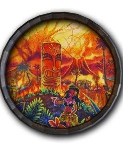 Deals 🛒 Bars Wood Barrel Top Sign/Clock - Lucky Tiki 🌟 -Outlet Bars Store BarrelTop StraightFlatView 0006 BT KC BARR CB LUCKY 800x