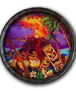 Hot Sale 🔔 Bars Bar Wood Barrel Top Sign/Clock - Tiki Hula Show 🥰 -Outlet Bars Store BarrelTop StraightFlatView 0012 BT KC BARR CB SHOW 800x