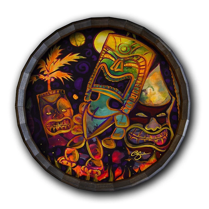 Brand new π Bars Wood Barrel Top Sign/Clock - Tiki Fire Night π 6 Brand new π Bars Wood Barrel Top Sign/Clock - Tiki Fire Night π - Image 4