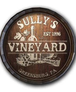 New 🤩 Bars Custom Wood Barrel Top –Vineyard Tavern Sign ⌛