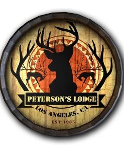 Best Pirce ⌛ Bars Custom Wood Barrel Top Sign – Deer Lodge ⌛