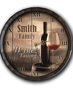 Brand new 🥰 Bars Whiskey Wood Barrel Top Clock – Free Wine Tasting 🔔
