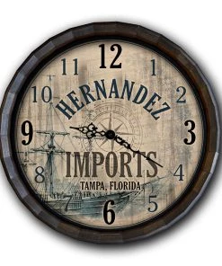 Deals ⌛ Bars Vintage Imports - Custom Wood Barrel Top Clock ⌛