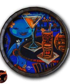 Wholesale 🥰 Bars Wood Barrel Top Sign/Clock - Blue Hula 🧨