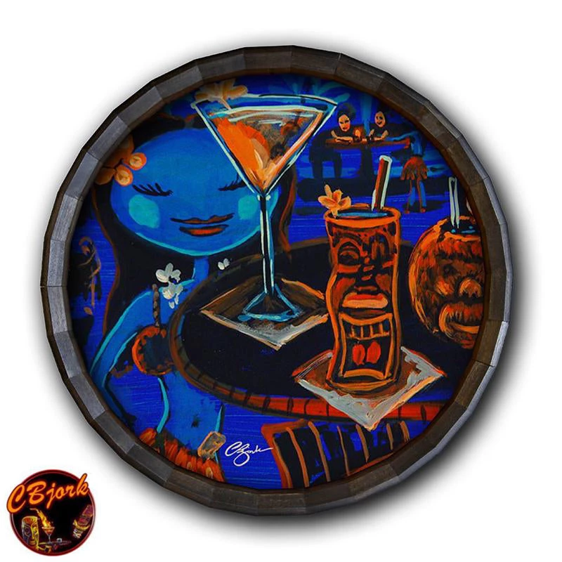 Wholesale 🥰 Bars Wood Barrel Top Sign/Clock - Blue Hula 🧨 3 Wholesale 🥰 Bars Wood Barrel Top Sign/Clock - Blue Hula 🧨