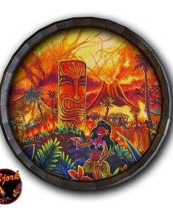 Deals 🛒 Bars Wood Barrel Top Sign/Clock - Lucky Tiki 🌟