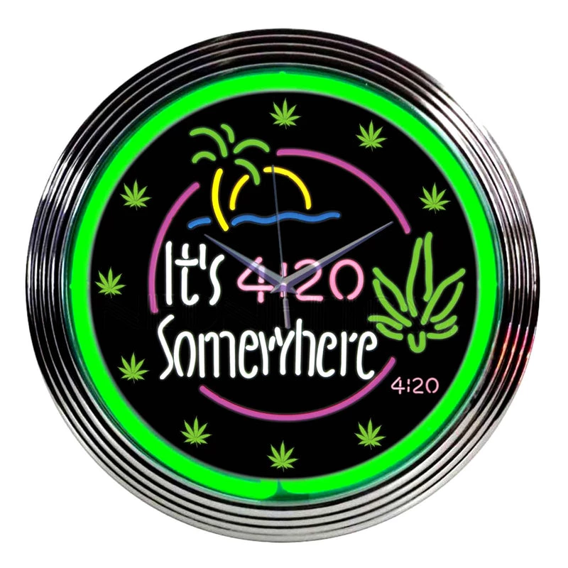 Flash Sale π Bars "It's 4:20 Somewhere" Neon Clock - 15" Diameter π€© 3 Flash Sale π Bars "It's 4:20 Somewhere" Neon Clock - 15" Diameter π€©