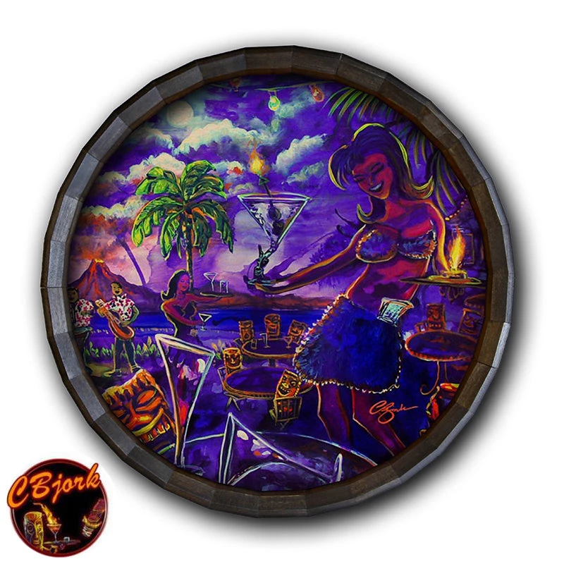 Top 10 🤩 Bars Wood Barrel Top Sign/Clock -Tiki Drink ✔️ 3 Top 10 🤩 Bars Wood Barrel Top Sign/Clock -Tiki Drink ✔️