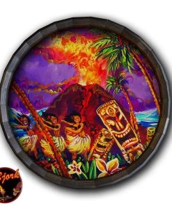 Hot Sale 🔔 Bars Bar Wood Barrel Top Sign/Clock - Tiki Hula Show 🥰