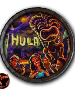Best Pirce 🥰 Bars Wood Barrel Top Sign/Clock - Vintage Hula Bar ❤️