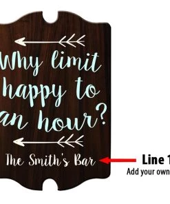 Cheap 🔔 Bars Happy Hour - Custom Tavern Shaped Wood Bar Sign ✨ -Outlet Bars Store add your name frame sign why limit happy hour bar custom 800x