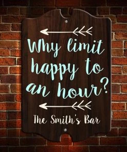 Cheap 🔔 Bars Happy Hour - Custom Tavern Shaped Wood Bar Sign ✨ -Outlet Bars Store add your name frame sign why limit happy hour bar wall 800x