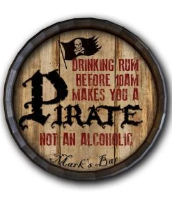 Cheapest 😉 Bars Pirate Custom Wood Barrel Top Sign 🎉