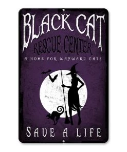 Deals 🛒 Bars Black Cat Rescue - 🎃 Halloween Metal Bar Sign - 12" X 18" 💯