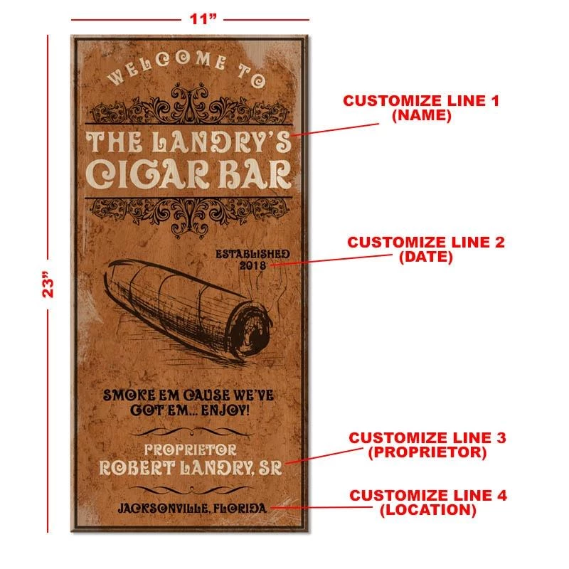 New βοΈ Bars Cigar Bar - CUSTOMIZABLE Large Vintage Wooden Bar Sign - 11 3/4" X 23 3/4" π 5 New βοΈ Bars Cigar Bar - CUSTOMIZABLE Large Vintage Wooden Bar Sign - 11 3/4" X 23 3/4" π - Image 3