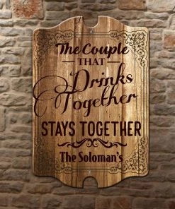 Best reviews of 🛒 Bars Tavern Shaped Wood Bar Sign - Couple That Drinks Together - CUSTOMIZABLE 😍 -Outlet Bars Store couple that drinks together add your name frame sign wall 800x