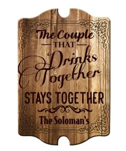 Best reviews of 🛒 Bars Tavern Shaped Wood Bar Sign - Couple That Drinks Together - CUSTOMIZABLE 😍