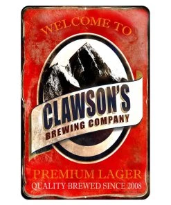 Buy 👏 Bars Vintage Metal Bar Sign - 12" X 18" - CUSTOMIZABLE Brewing Company (Red) 👏