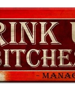 Deals 👍 Bars Drink Up Bitches - Wood Plaque Kolorcoat™ Sign 😍