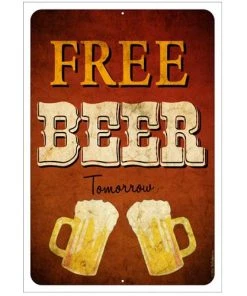 Hot Sale 👏 Bars Kolorcoat™ Metal Bar Sign - Free Beer Tomorrow ✔️