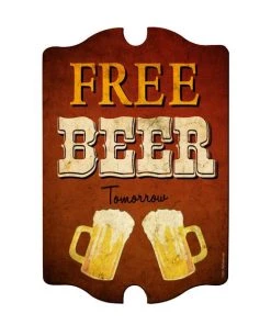 Outlet 🎁 Bars Free Beer Tomorrow Wood Bar Sign 😀