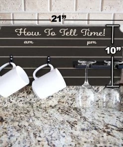 Best Pirce 🎉 Bars "How To Tell Time" Coffee Mug And Wine Glass Holder - Painted Background (Multiple Color Options) ❤️ -Outlet Bars Store how to tell time mug wine glass holder sign rack painted size dimensions 800x
