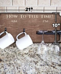 Best Pirce 🎁 Bars "How To Tell Time" Coffee Mug And Wine Glass Holder - Rustic Background (Hardware Included) 🥰 -Outlet Bars Store how to tell time mug wine glass holder sign rack rustic size dimensions 800x