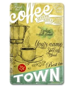 Best reviews of π Bars Fresh Hot Coffee - CUSTOMIZABLE Vintage Metal Bar Sign - 12" X 18" π