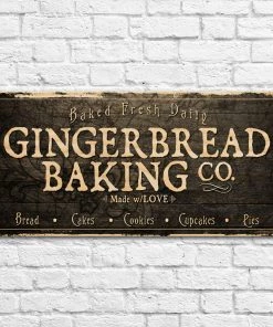 Cheap ⌛ Bars Large Vintage Wooden Holiday Bar Sign - Gingerbread Bakery - 11 3/4" X 23 3/4" ✨ -Outlet Bars Store lg sign wood 11x23 ginger gingerbread bakery web2 BLACK 800x