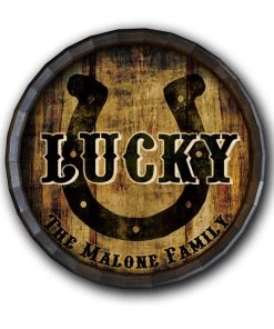 Coupon 🎉 Bars Lucky Horseshoe Custom Wood Barrel Top Sign ✨