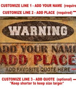 Best Sale ⌛ Bars Vintage Metal Bar Sign - 12" X 18" - Warning - CUSTOMIZABLE 🥰 -Outlet Bars Store metal bar sign warning ayn add your name web1 800x